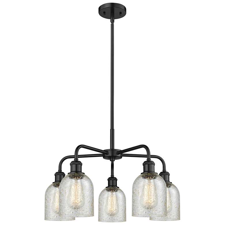 Image 1 Caledonia 23" Wide 5 Light Matte Black Stem Hung Chandelier With Mica
