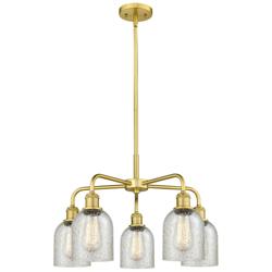 Caledonia 23&quot; Wide 5 Light Satin Gold Stem Hung Chandelier With Mica S