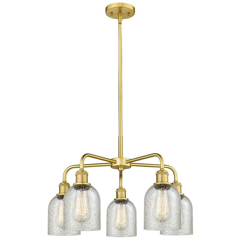 Image 1 Caledonia 23" Wide 5 Light Satin Gold Stem Hung Chandelier With Mica S