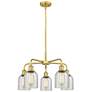 Caledonia 23" Wide 5 Light Satin Gold Stem Hung Chandelier With Mica S