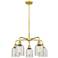 Caledonia 23" Wide 5 Light Satin Gold Stem Hung Chandelier With Mica S