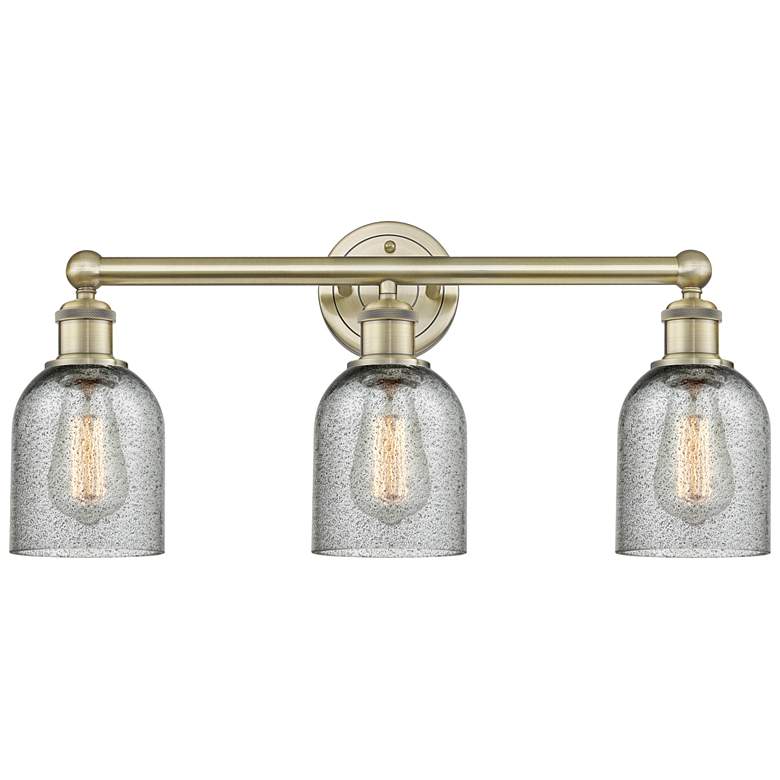 Image 1 Caledonia 23"W 3 Light Antique Brass Bath Vanity Light With Charcoal S