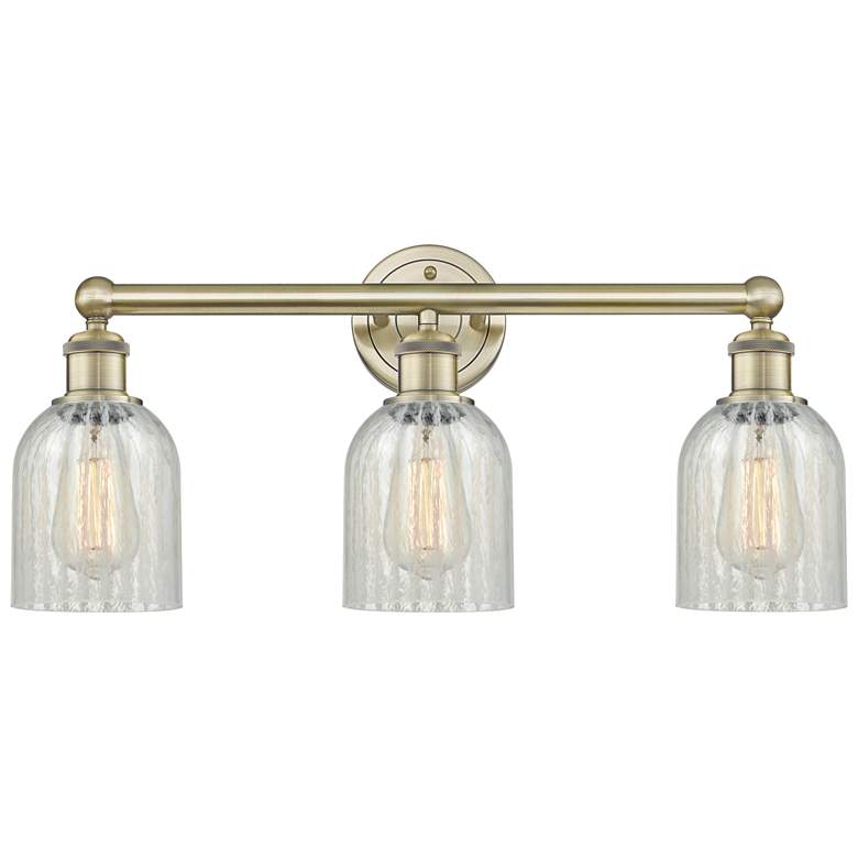 Image 1 Caledonia 23"W 3 Light Antique Brass Bath Vanity Light With Mouchette