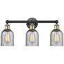 Caledonia 23"W 3 Light Black Antique Brass Bath Light With Charcoal Sh