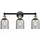 Caledonia 23"W 3 Light Black Antique Brass Bath Light With Charcoal Sh