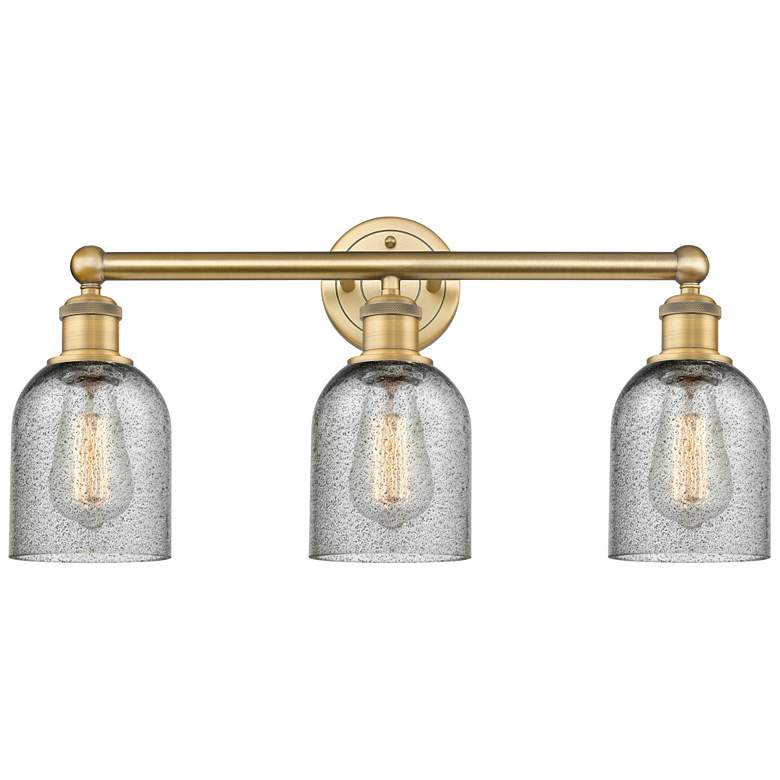 Image 1 Caledonia 23"W 3 Light Brushed Brass Bath Vanity Light With Charcoal S