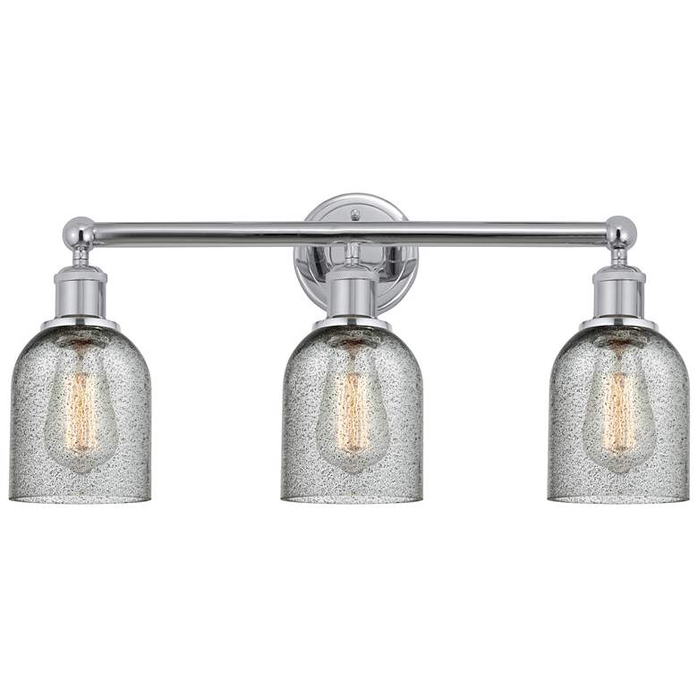 Image 1 Caledonia 23"W 3 Light Polished Chrome Bath Vanity Light w/ Charcoal S