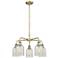 Caledonia 23"W 5 Light Antique Brass Stem Chandelier w/ Mouchette Shad
