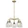 Caledonia 23"W 5 Light Antique Brass Stem Hung Chandelier With Mica Sh