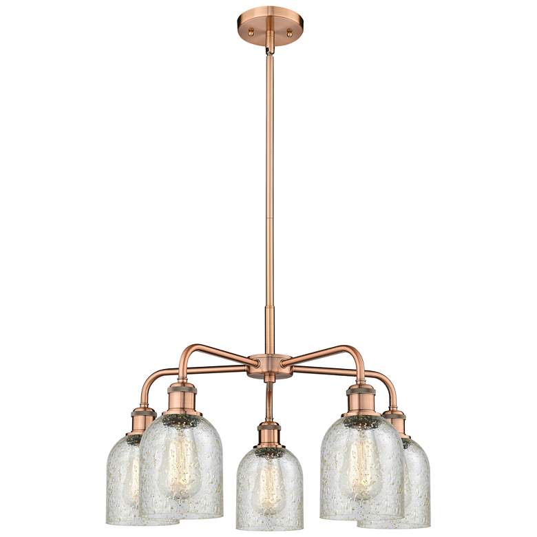 Image 1 Caledonia 23 inchW 5 Light Antique Copper Stem Hung Chandelier With Mica S