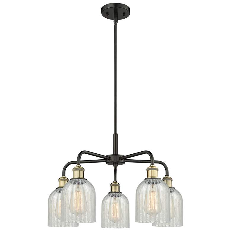 Image 1 Caledonia 23"W 5 Light Black Brass Stem Hung Chandelier w/ Mouchette S