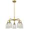 Caledonia 23"W 5 Light Brushed Brass Stem Chandelier w/ Mouchette Shad