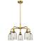 Caledonia 23"W 5 Light Brushed Brass Stem Hung Chandelier With Mica Sh