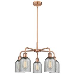 Caledonia 23&quot;W 5 Light Copper Stem Hung Chandelier With Charcoal Shade