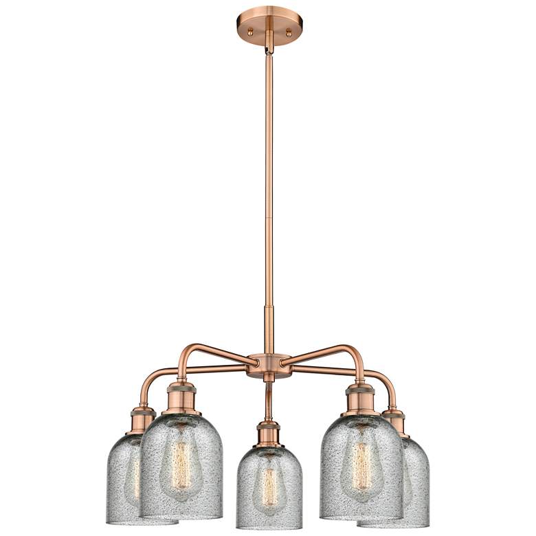 Image 1 Caledonia 23"W 5 Light Copper Stem Hung Chandelier With Charcoal Shade