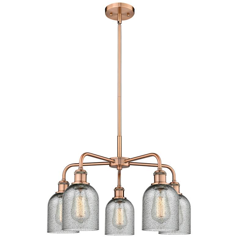 Image 1 Caledonia 23"W 5 Light Copper Stem Hung Chandelier With Charcoal Shade