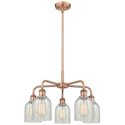 Caledonia 23&quot;W 5 Light Copper Stem Hung Chandelier With Mouchette Shad