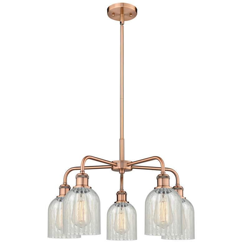 Image 1 Caledonia 23 inchW 5 Light Copper Stem Hung Chandelier With Mouchette Shad