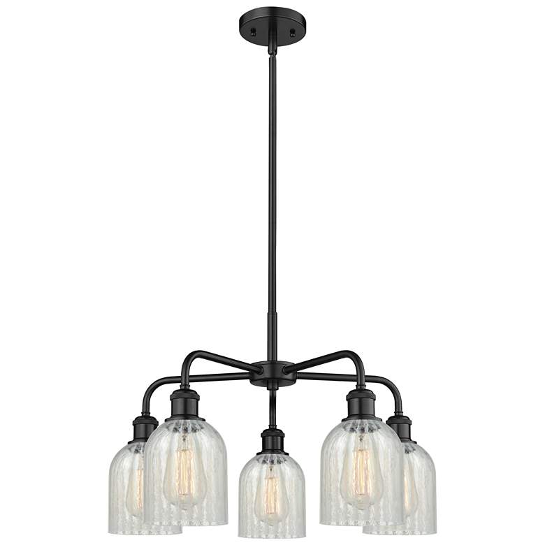 Image 1 Caledonia 23"W 5 Light Matte Black Stem Hung Chandelier w/ Mouchette S