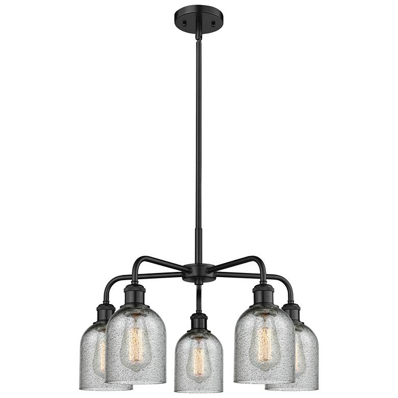 Image 1 Caledonia 23"W 5 Light Matte Black Stem Hung Chandelier With Charcoal