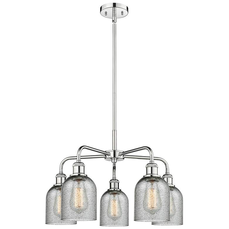 Image 1 Caledonia 23"W 5 Light Polished Chrome Stem Chandelier w/ Charcoal Sha