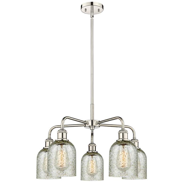 Image 1 Caledonia 23 inchW 5 Light Polished Nickel Stem Hung Chandelier With Mica 