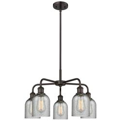 Caledonia 23&quot;W 5 Light Rubbed Bronze Stem Chandelier w/ Charcoal Shade