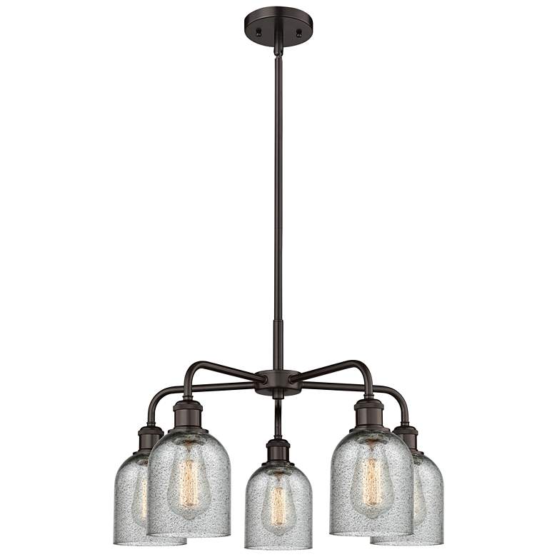 Image 1 Caledonia 23"W 5 Light Rubbed Bronze Stem Chandelier w/ Charcoal Shade