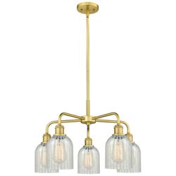 Caledonia 23&quot;W 5 Light Satin Gold Stem Hung Chandelier With Mouchette