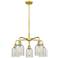 Caledonia 23"W 5 Light Satin Gold Stem Hung Chandelier With Mouchette