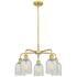 Caledonia 23"W 5 Light Satin Gold Stem Hung Chandelier With Mouchette 