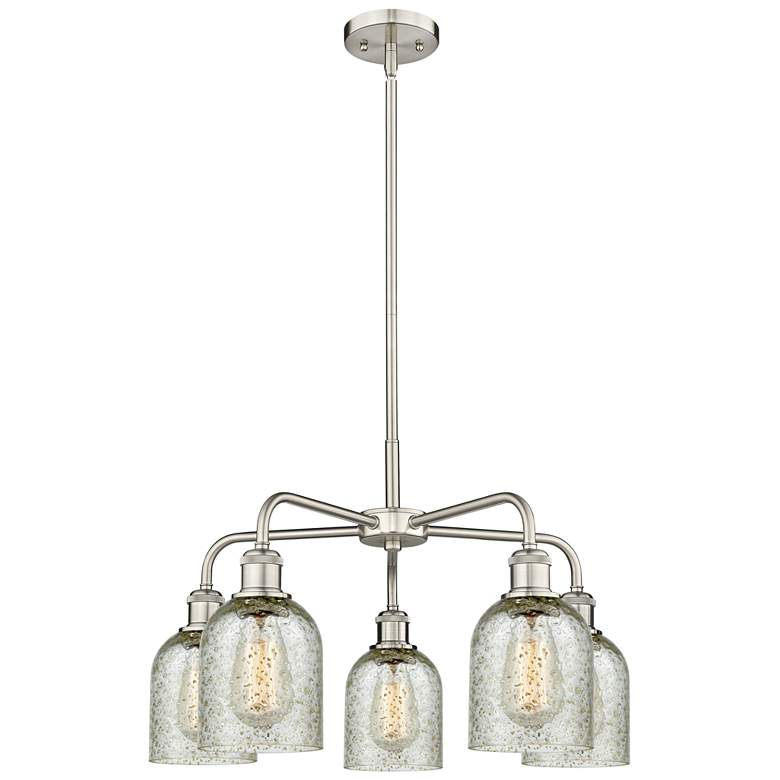 Image 1 Caledonia 23"W 5 Light Satin Nickel Stem Hung Chandelier With Mica Sha