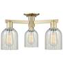 1_Caledonia 23"W 3-Light Antique Brass Semi-Flush Mount w/ Mouchette Shade