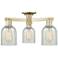 Caledonia 23"W 3-Light Antique Brass Semi-Flush Mount w/ Mouchette Shade