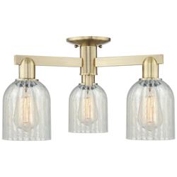 Caledonia 23"W 3-Light Antique Brass Semi-Flush Mount w/ Mouchette Shade