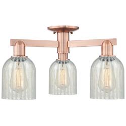 Caledonia 23"W 3-Light Antique Copper Semi-Flush Mount w/ Mouchette Shade