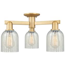Caledonia 23"W 3-Light Brushed Brass Semi-Flush Mount w/ Mouchette Shade