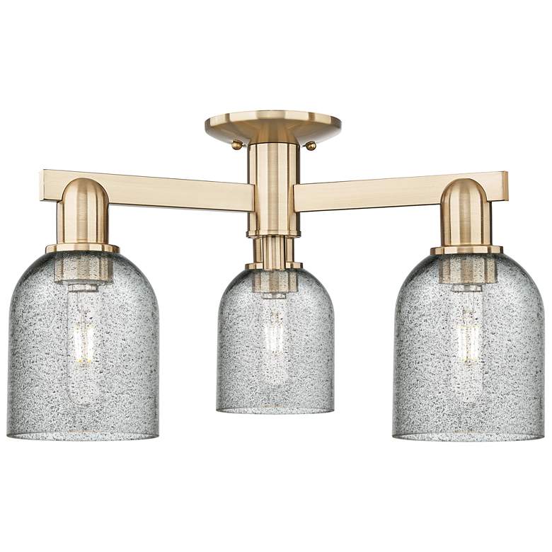 Image 1 Caledonia 23"W 3-Light Champagne Bronze Semi-Flush Mount w/ Charcoal Shade