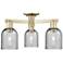 Caledonia 23" Wide 3-Light Antique Brass Semi-Flush Mount w/ Charcoal Shade