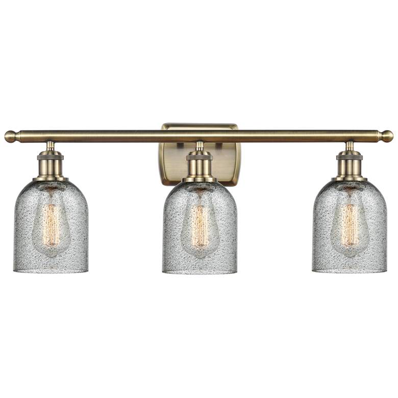 Image 1 Caledonia 26" 3-Light Antique Brass Bath Light w/ Charcoal Shade