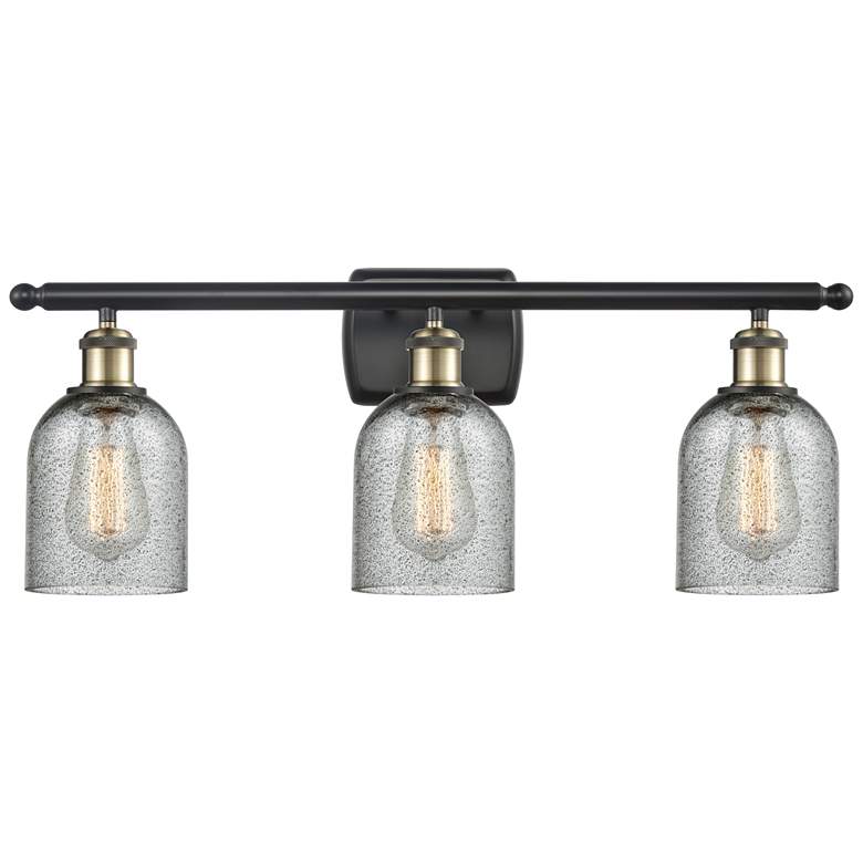 Image 1 Caledonia 26" 3-Light Black Antique Brass Bath Light w/ Charcoal Shade
