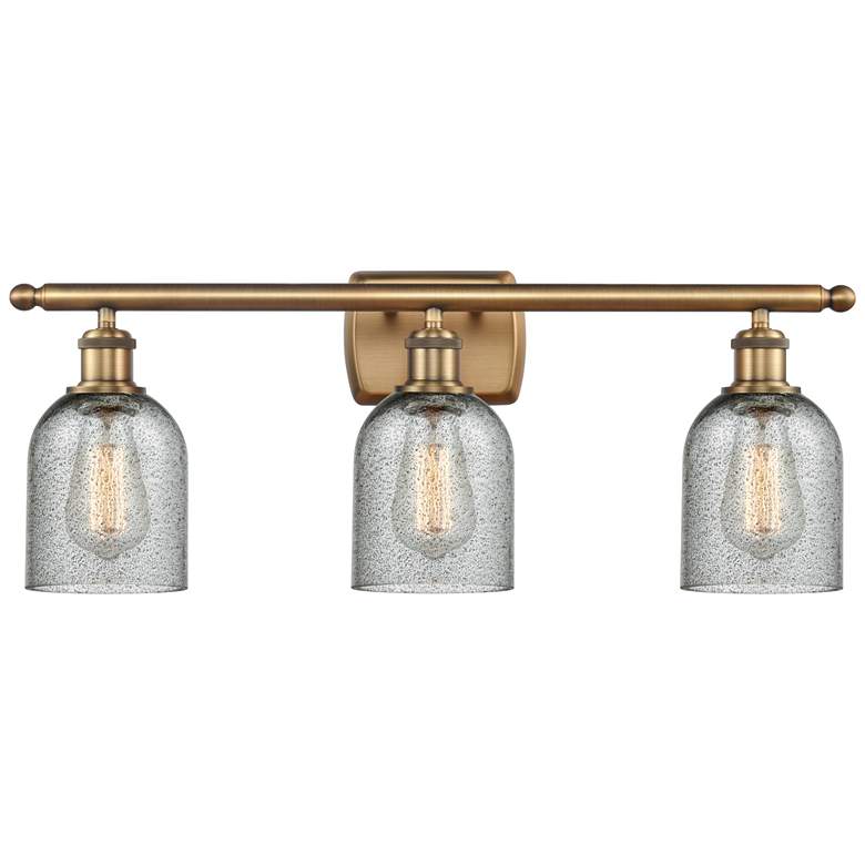 Image 1 Caledonia 26" 3-Light Brushed Brass Bath Light w/ Charcoal Shade