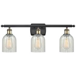 Caledonia 26" Wide 3 Light Black Brass Bath Vanity Light w/ Mouchette