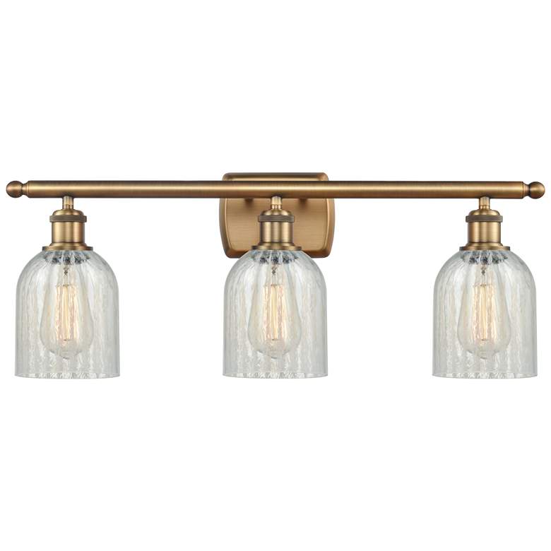 Image 1 Caledonia 26"W 3 Light Brushed Brass Bath Vanity Light w/ Mouchette Sh