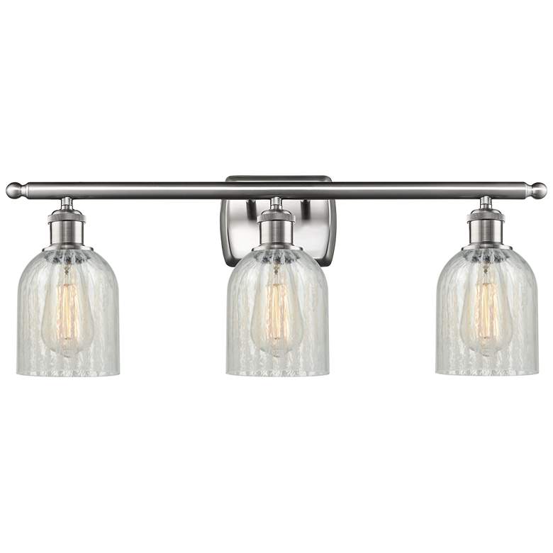 Image 1 Caledonia 26"W 3 Light Brushed Nickel Bath Light w/ Mouchette Shade