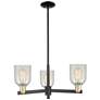 1_Caledonia 27"W 3-Light Black Antique Brass Chandelier w/ Mouchette Shade