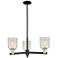 Caledonia 27"W 3-Light Black Antique Brass Chandelier w/ Mouchette Shade