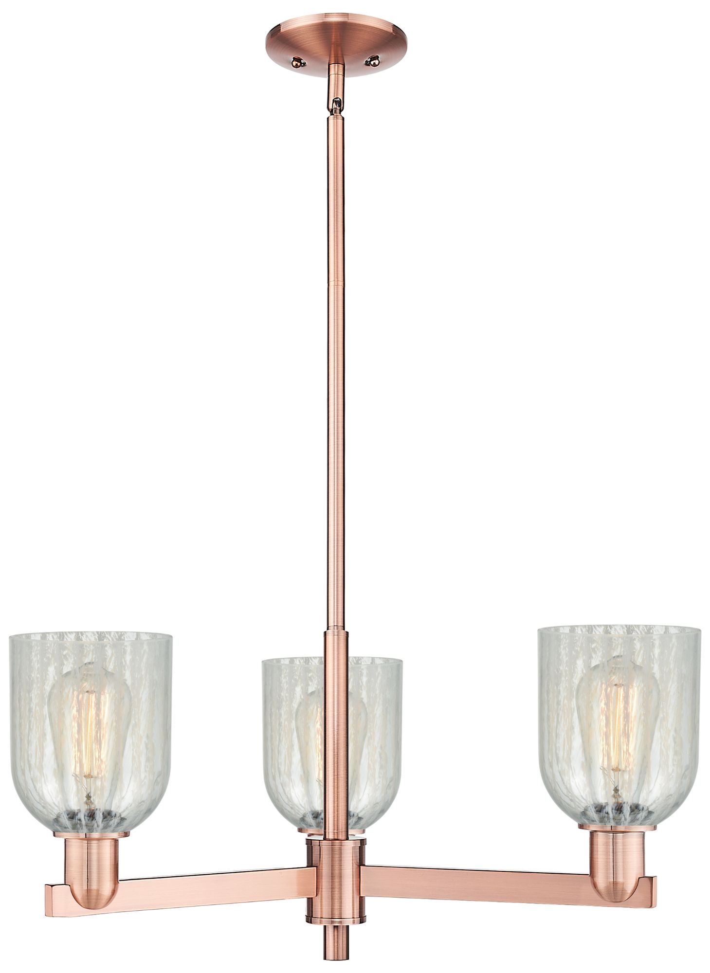 Caledonia 27" Wide 3-Light Antique Copper Chandelier w/ Mouchette Shade