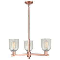 Caledonia 27" Wide 3-Light Antique Copper Chandelier w/ Mouchette Shade