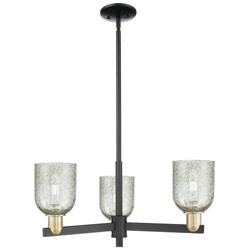 Caledonia 27" Wide 3-Light Black Antique Brass Chandelier w/ Mica Shade